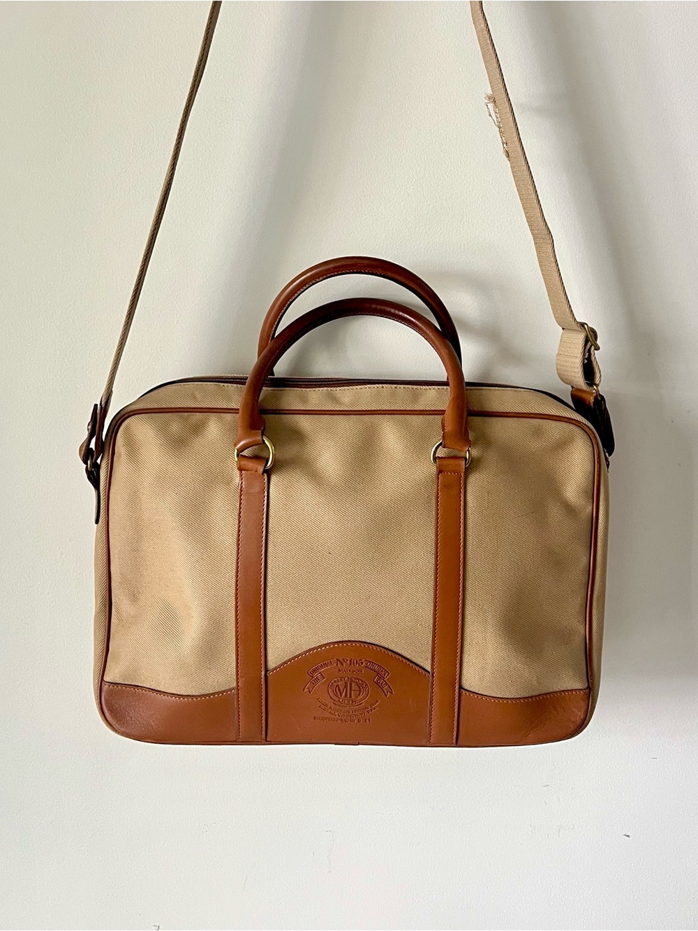 Vintage Ghurka No 105 Madison Canvas Leather Briefcase Messenger USA Rare